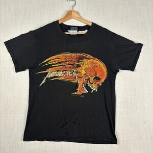 1994 Metallica Pushead Flaming Skull Thrashed Distressed Medium Tee